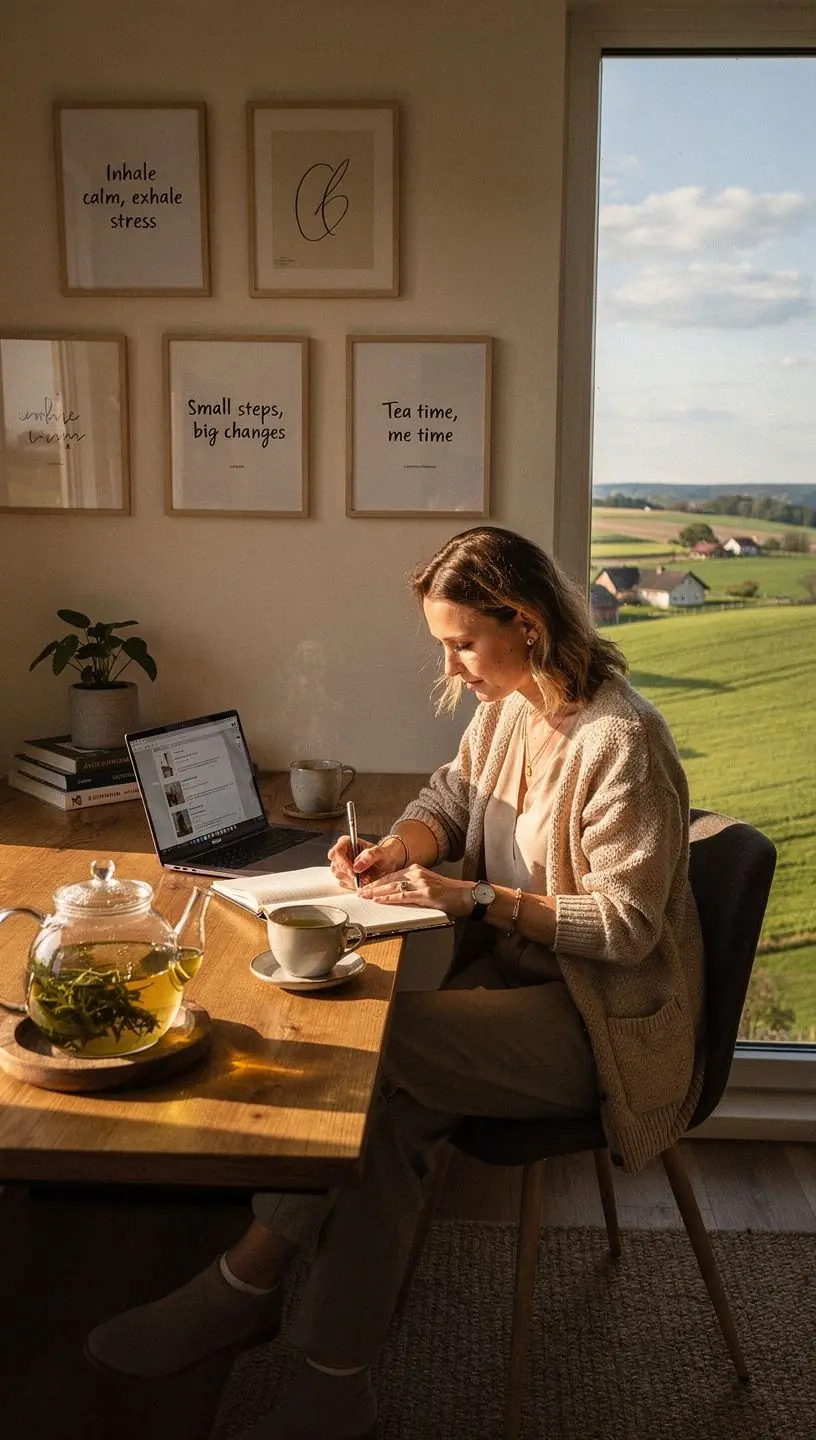 Žmonės, besimėgaujantys arbatos ceremonija jaukioje namų aplinkoje.